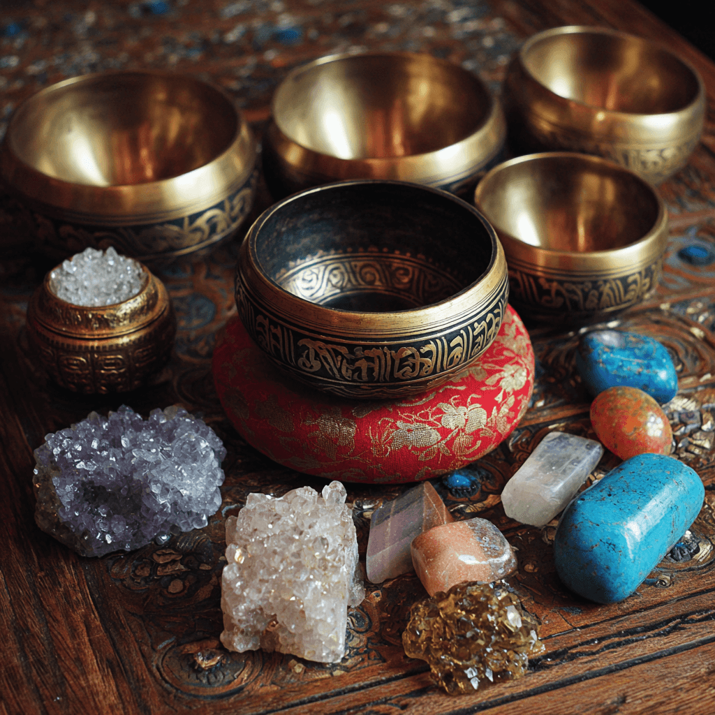 Donna Sue with Tibetan singing bowls